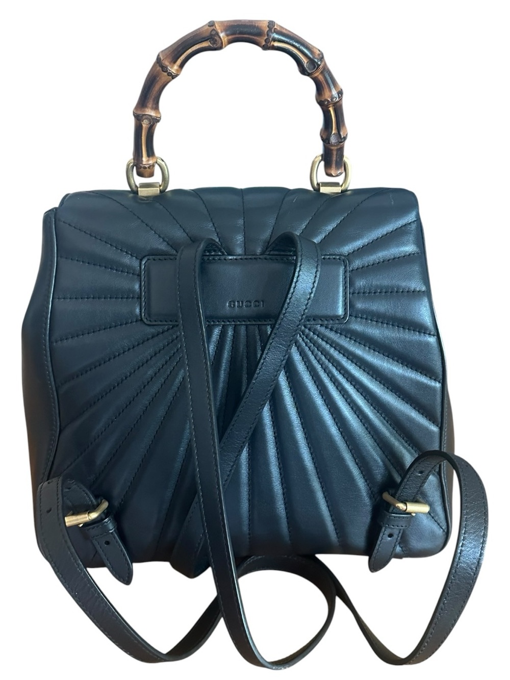 Gucci Queen Margaret Black Leather Bamboo Bee Backpack Bag Auth Entrupy - Picture 7 of 17